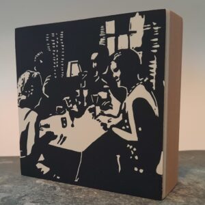Edith Brouwer - Linoleumdruk - aan tafel